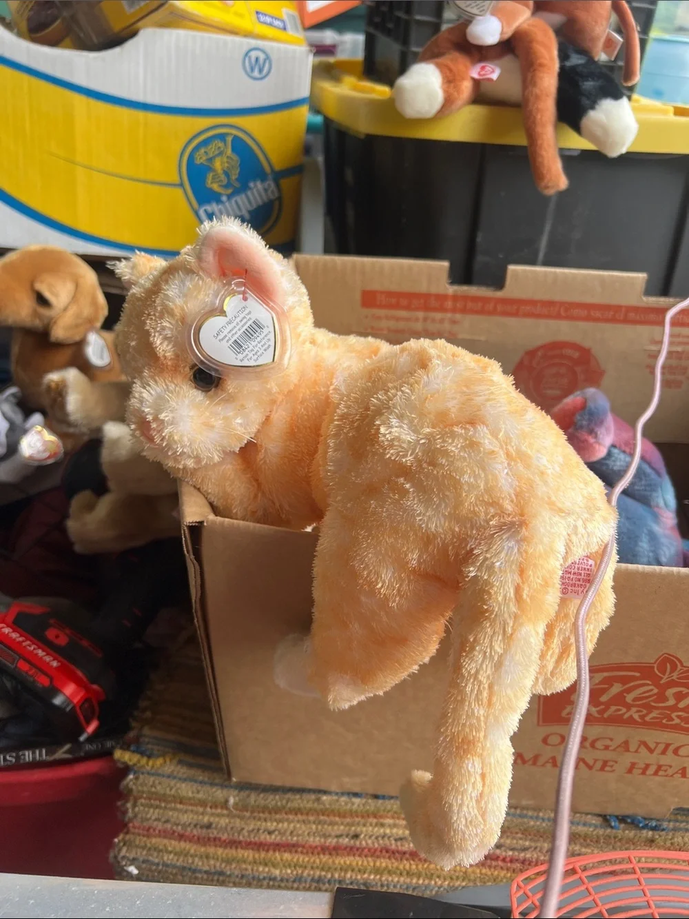 Vintage Plush Orange empress Cat Stuffed Animal - Soft Fuzzy Kitten